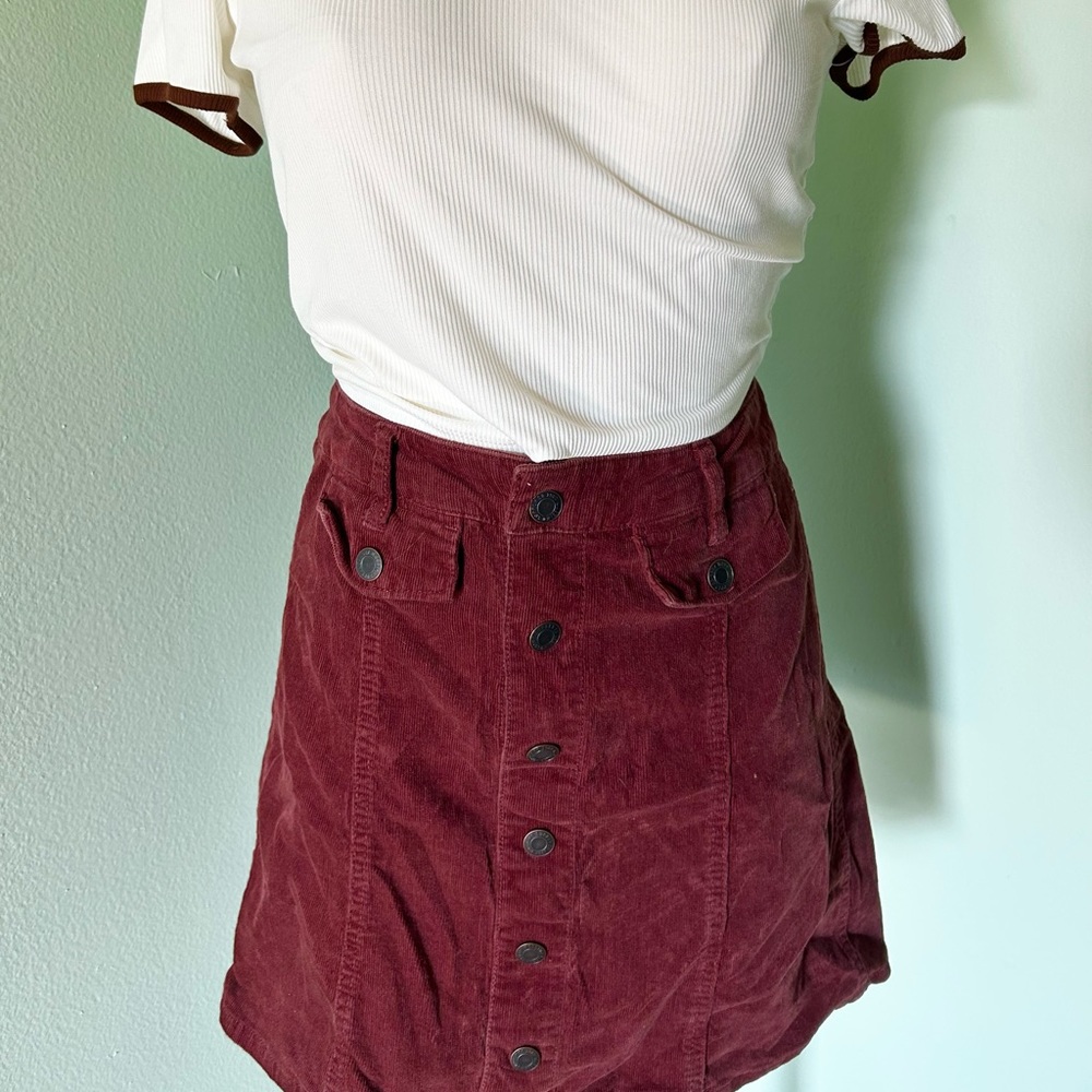 Womens Red Mini Denim Skirt